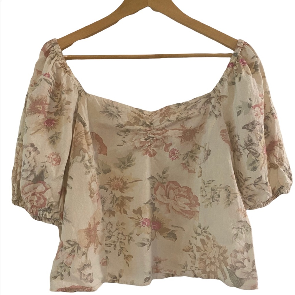Floral puff-sleeve blouse